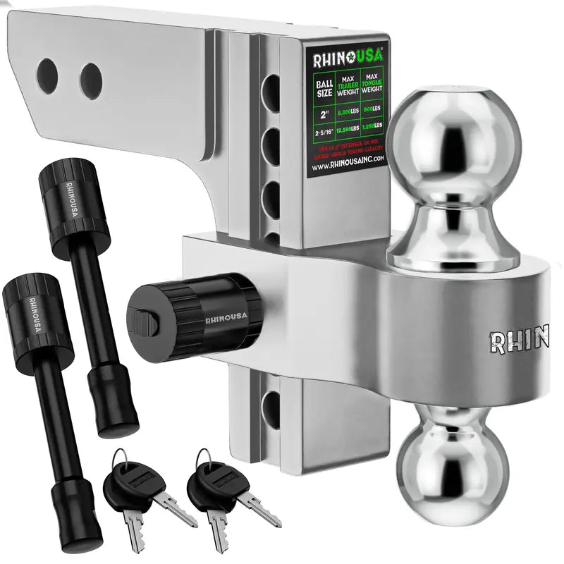 💪Adjustable Trailer Hitch 2 inch Receiver - Heavy Duty Aluminum Drop Hitch
