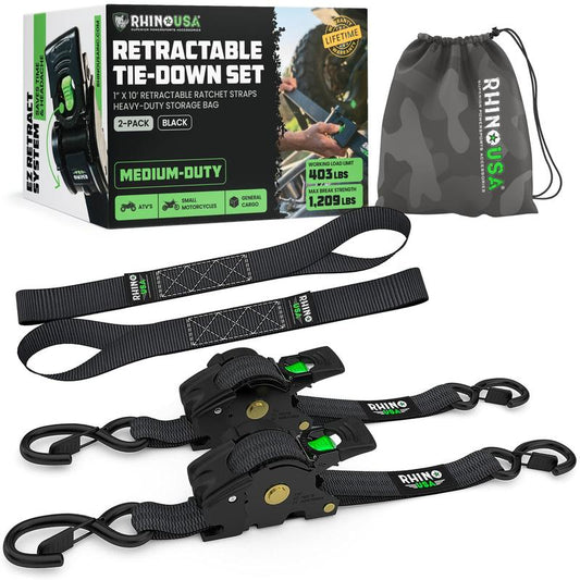 ⚡1" x 10' Retractable Ratchet Straps