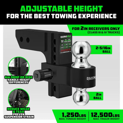 💪Adjustable Trailer Hitch 2 inch Receiver - Heavy Duty Aluminum Drop Hitch