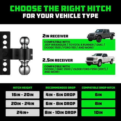 💪Adjustable Trailer Hitch 2 inch Receiver - Heavy Duty Aluminum Drop Hitch