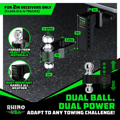 💪Adjustable Trailer Hitch 2 inch Receiver - Heavy Duty Aluminum Drop Hitch