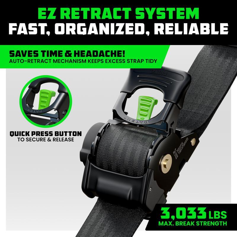 ⚡1" x 10' Retractable Ratchet Straps