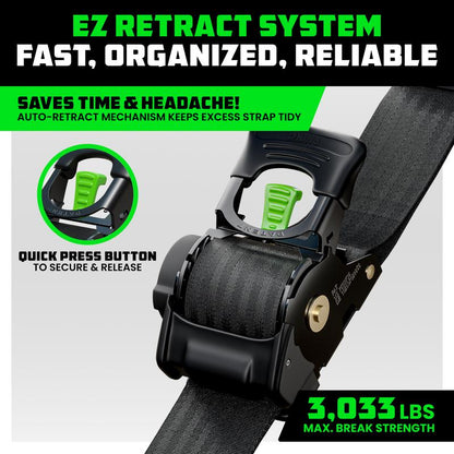 ⚡1" x 10' Retractable Ratchet Straps